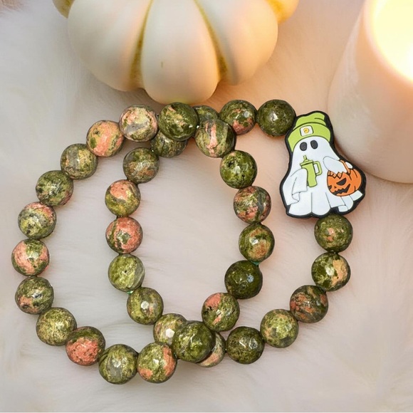 🆕 10mm faceted Unakite Bracelet 💚 - Picture 1 of 5